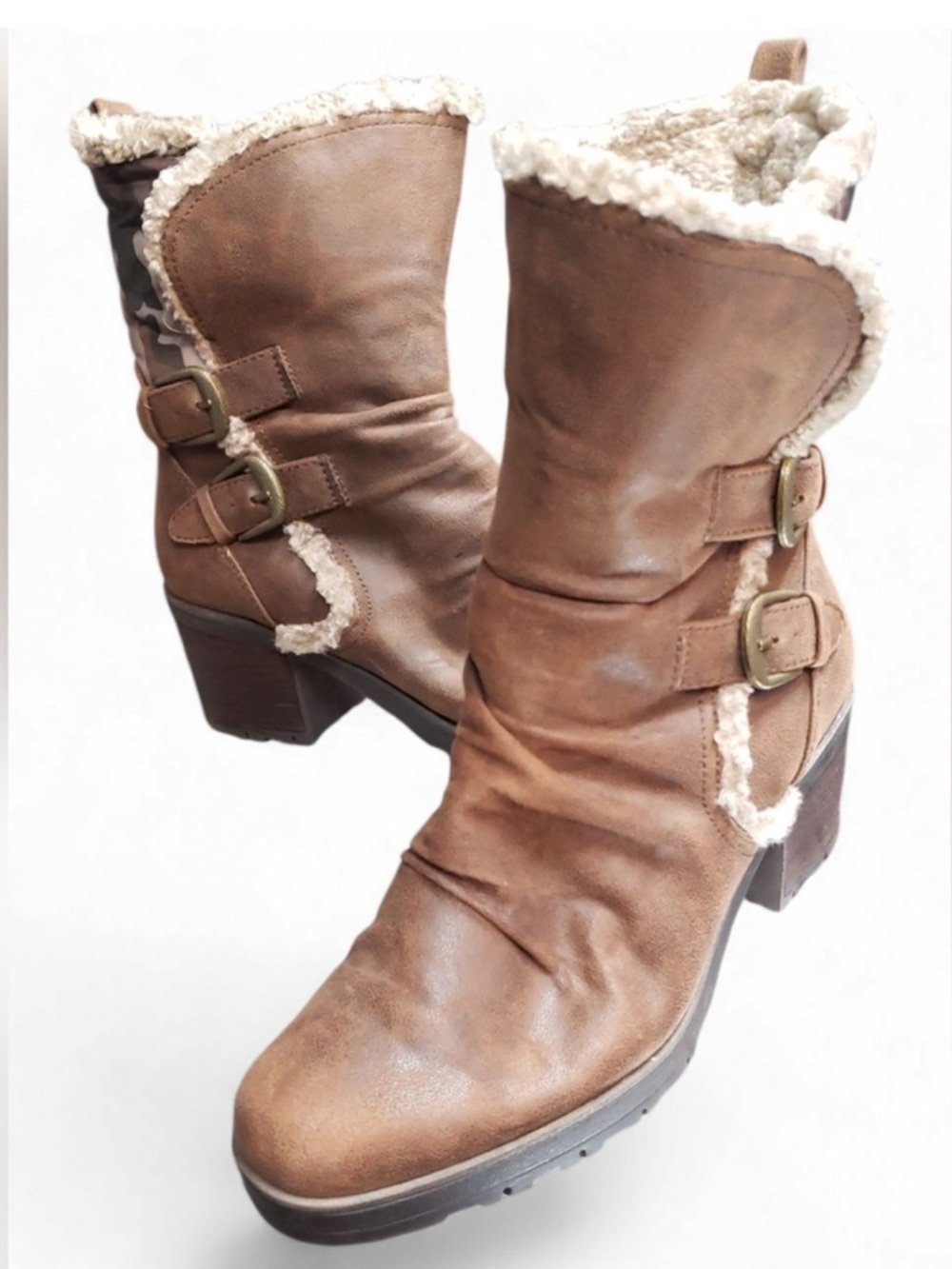 BARETRAPS TEVIN FAUX FUR LINED FAUX LEATHER BOOTIES, NWOB, Sz 8M